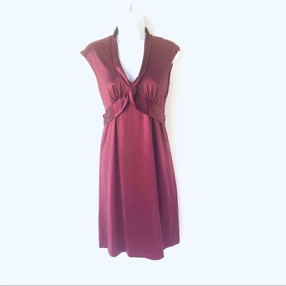 CYNTHIA STEFFE TWIST FRINT BURGUNDY DRESS